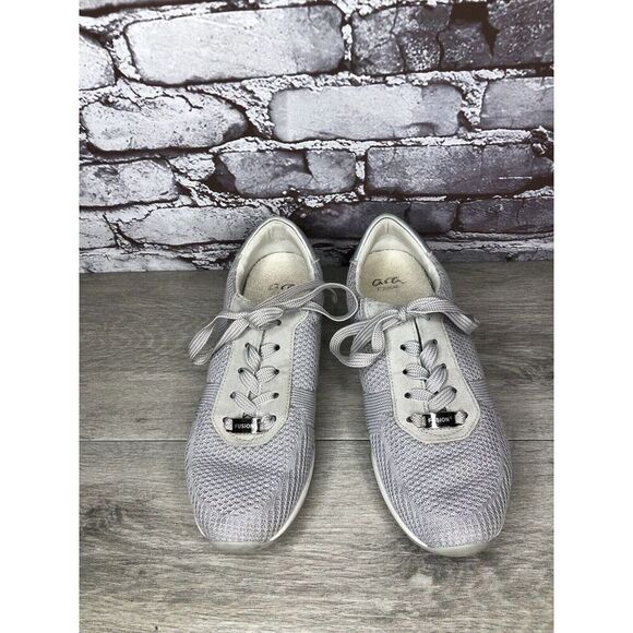 Ara Light Gray Knit Fabric Lace Up Casual Sneakers Women Sz 9.5M US/40EU/7UK - Picture 2 of 16